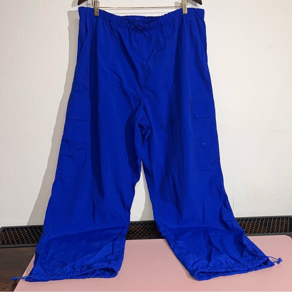 PINK Victoria's Secret Pants - Pink Victoria Sercret Blue Elastic Waist Wide Leg Cargo Pants Size XXL w/Pockets